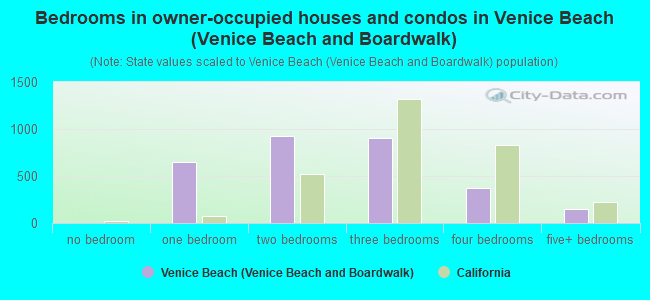 Bedrooms in owner-occupied houses and condos in Venice Beach (Venice Beach and Boardwalk)