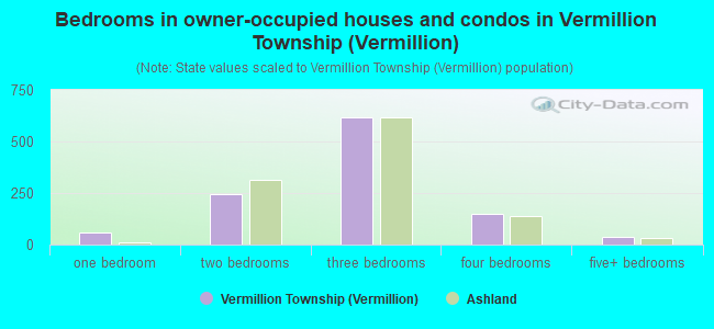 Bedrooms in owner-occupied houses and condos in Vermillion Township (Vermillion)