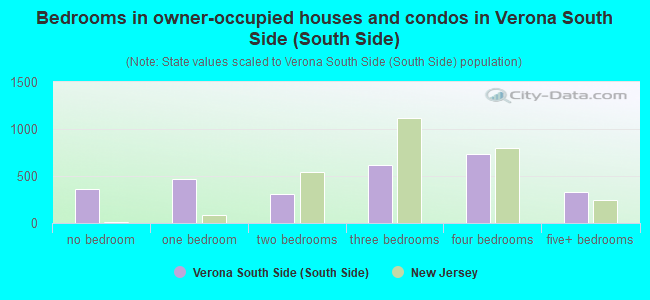 Bedrooms in owner-occupied houses and condos in Verona South Side (South Side)