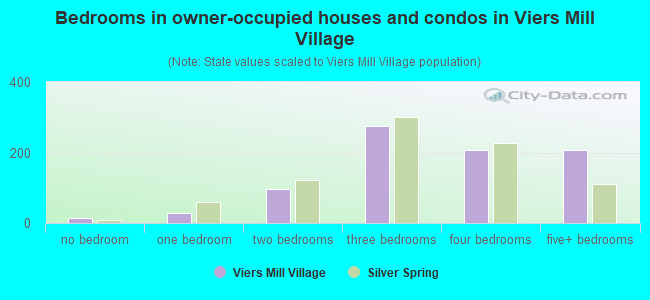 Bedrooms in owner-occupied houses and condos in Viers Mill Village