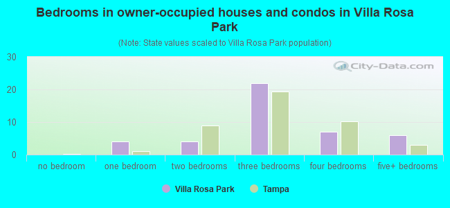Bedrooms in owner-occupied houses and condos in Villa Rosa Park