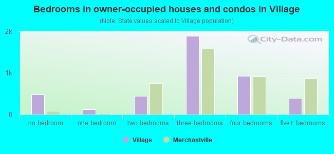 Bedrooms in owner-occupied houses and condos in Village