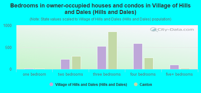 Bedrooms in owner-occupied houses and condos in Village of Hills and Dales (Hills and Dales)