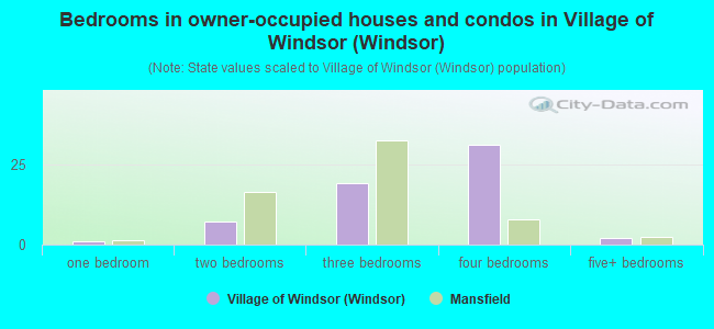 Bedrooms in owner-occupied houses and condos in Village of Windsor (Windsor)