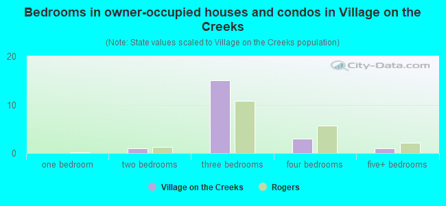 Bedrooms in owner-occupied houses and condos in Village on the Creeks