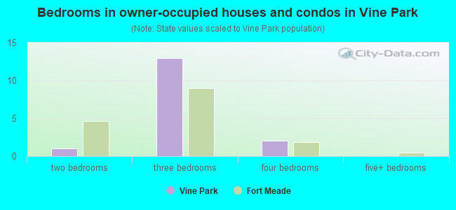 Bedrooms in owner-occupied houses and condos in Vine Park
