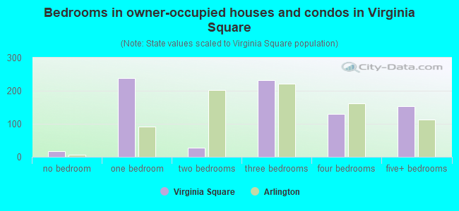 Bedrooms in owner-occupied houses and condos in Virginia Square