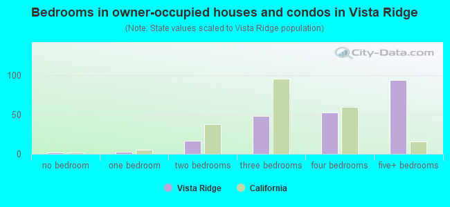 Bedrooms in owner-occupied houses and condos in Vista Ridge