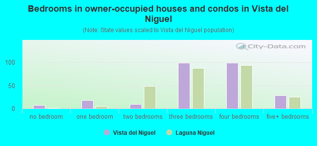 Bedrooms in owner-occupied houses and condos in Vista del Niguel