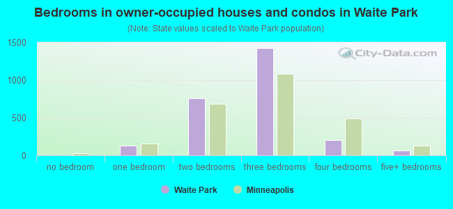 Bedrooms in owner-occupied houses and condos in Waite Park