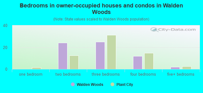 Bedrooms in owner-occupied houses and condos in Walden Woods