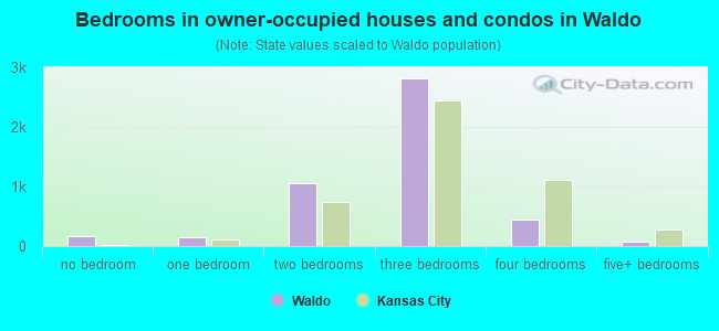 Bedrooms in owner-occupied houses and condos in Waldo