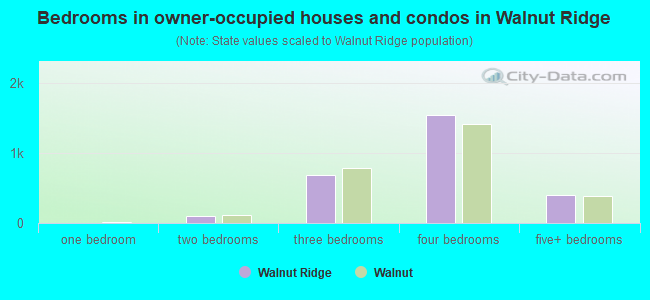 Bedrooms in owner-occupied houses and condos in Walnut Ridge