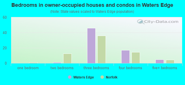 Bedrooms in owner-occupied houses and condos in Waters Edge