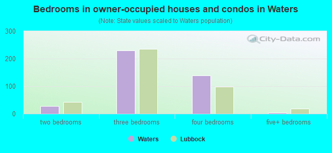Bedrooms in owner-occupied houses and condos in Waters