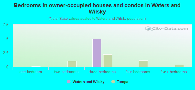 Bedrooms in owner-occupied houses and condos in Waters and Wilsky