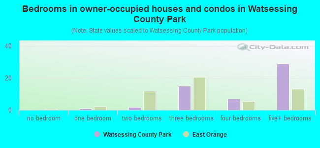 Bedrooms in owner-occupied houses and condos in Watsessing County Park
