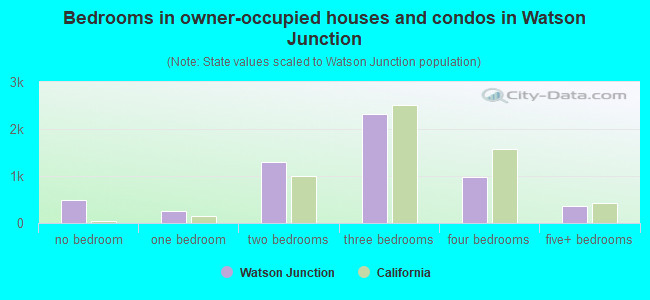 Bedrooms in owner-occupied houses and condos in Watson Junction