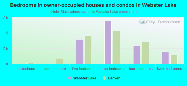 Bedrooms in owner-occupied houses and condos in Webster Lake