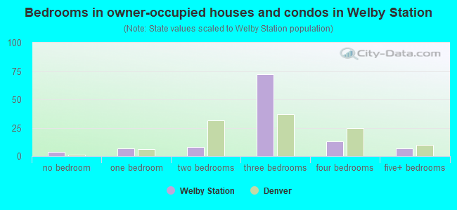 Bedrooms in owner-occupied houses and condos in Welby Station