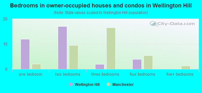 Bedrooms in owner-occupied houses and condos in Wellington Hill