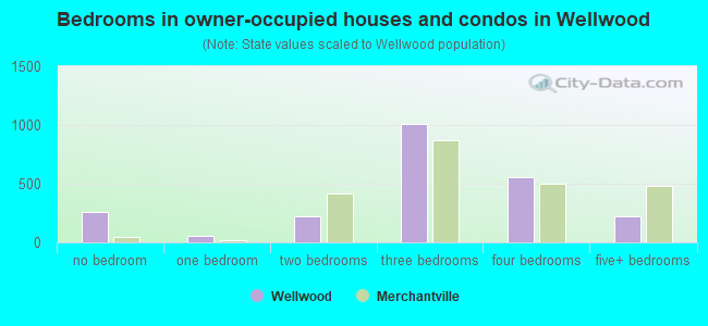 Bedrooms in owner-occupied houses and condos in Wellwood