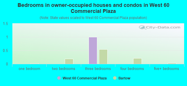 Bedrooms in owner-occupied houses and condos in West 60 Commercial Plaza