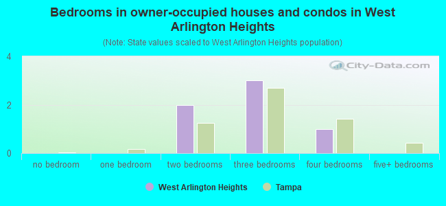 Bedrooms in owner-occupied houses and condos in West Arlington Heights