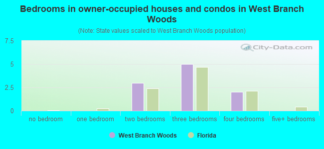 Bedrooms in owner-occupied houses and condos in West Branch Woods