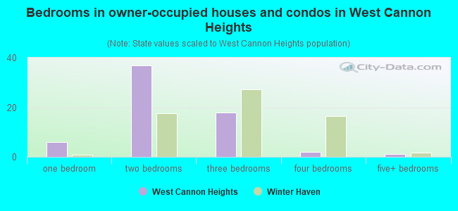 Bedrooms in owner-occupied houses and condos in West Cannon Heights