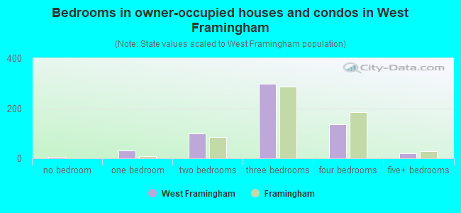 Bedrooms in owner-occupied houses and condos in West Framingham