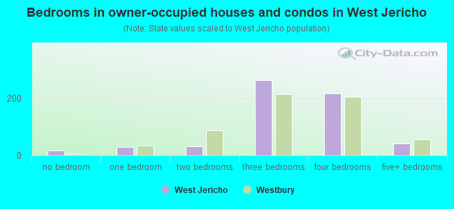 Bedrooms in owner-occupied houses and condos in West Jericho