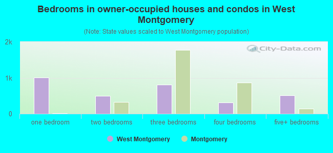 Bedrooms in owner-occupied houses and condos in West Montgomery