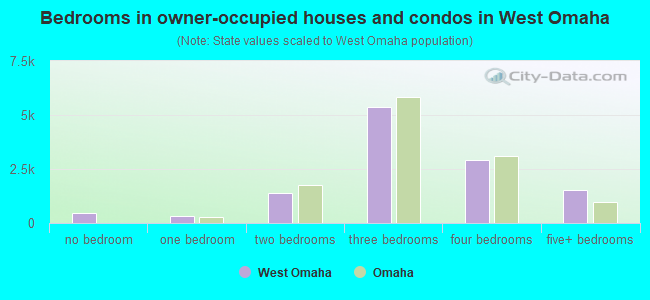 Bedrooms in owner-occupied houses and condos in West Omaha