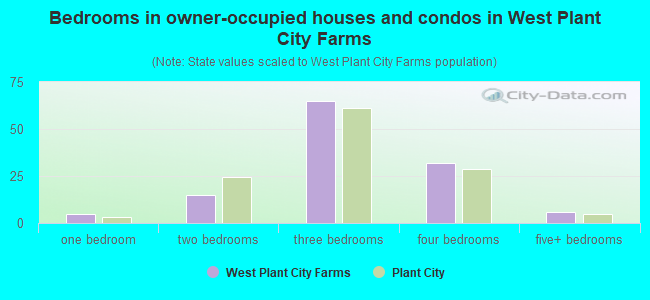 Bedrooms in owner-occupied houses and condos in West Plant City Farms
