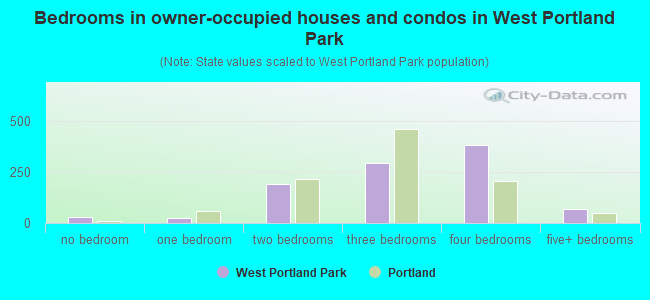 Bedrooms in owner-occupied houses and condos in West Portland Park
