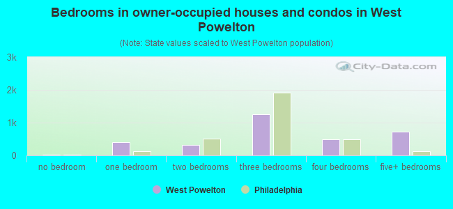 Bedrooms in owner-occupied houses and condos in West Powelton