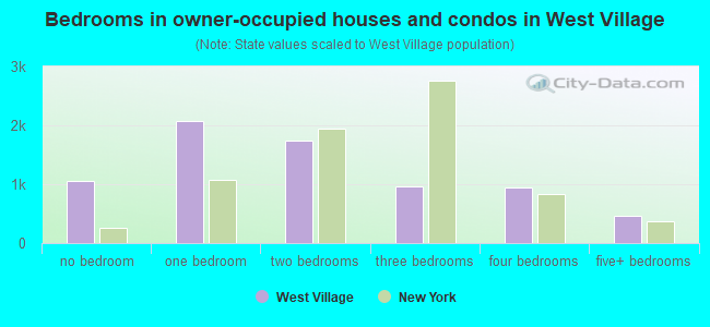 Bedrooms in owner-occupied houses and condos in West Village