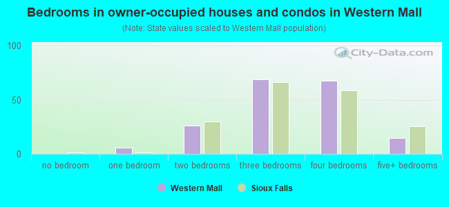 Bedrooms in owner-occupied houses and condos in Western Mall
