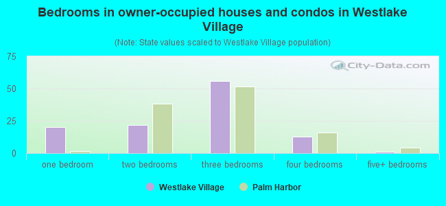 Bedrooms in owner-occupied houses and condos in Westlake Village