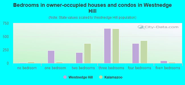 Bedrooms in owner-occupied houses and condos in Westnedge Hill