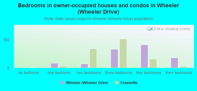 Bedrooms in owner-occupied houses and condos in Wheeler (Wheeler Drive)