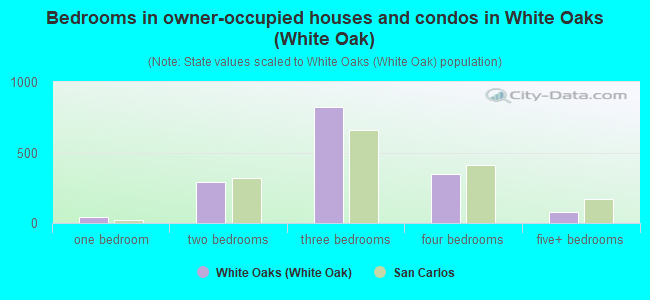 Bedrooms in owner-occupied houses and condos in White Oaks (White Oak)
