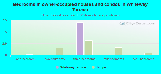 Bedrooms in owner-occupied houses and condos in Whiteway Terrace
