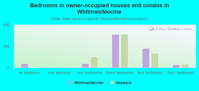 Bedrooms in owner-occupied houses and condos in Whitman/Mocine