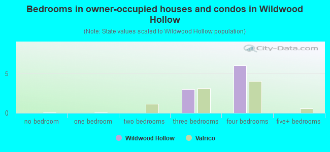 Bedrooms in owner-occupied houses and condos in Wildwood Hollow