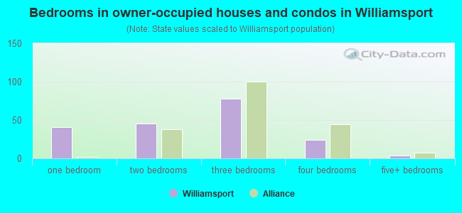 Bedrooms in owner-occupied houses and condos in Williamsport