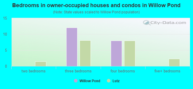 Bedrooms in owner-occupied houses and condos in Willow Pond