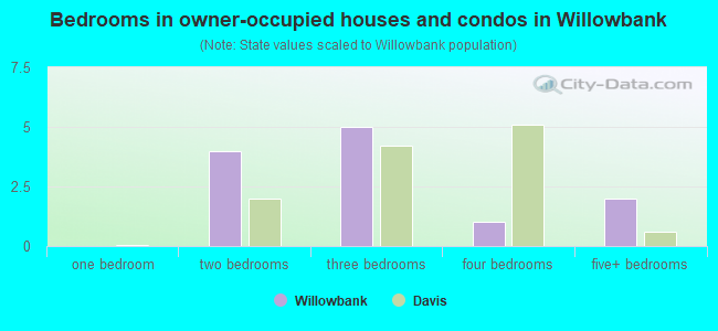 Bedrooms in owner-occupied houses and condos in Willowbank