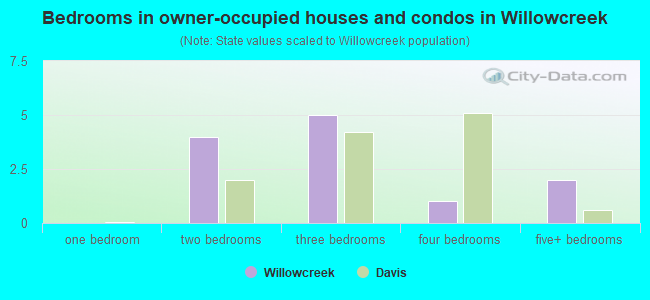 Bedrooms in owner-occupied houses and condos in Willowcreek